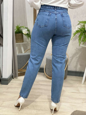 Calça Jeans Mom com Brilho