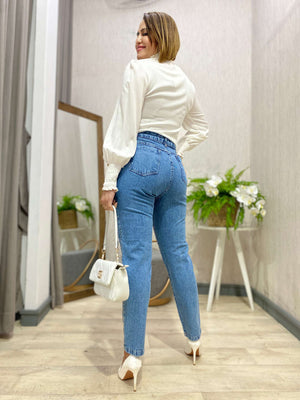 Calça Jeans Mom com Brilho