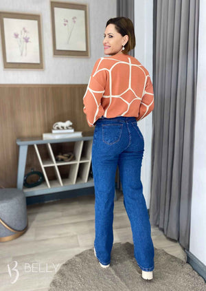 Calça Jeans Wide Leg com Elastano