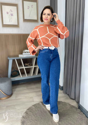 Calça Jeans Wide Leg com Elastano