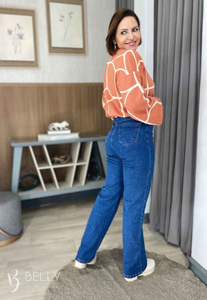 Calça Jeans Wide Leg com Elastano