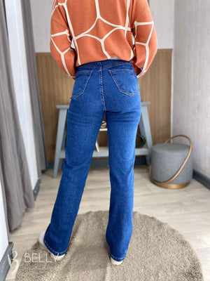 Calça Jeans Wide Leg com Elastano