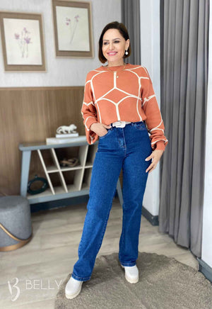 Calça Jeans Wide Leg com Elastano