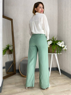 Calça Pantalona Alfaiataria Linho