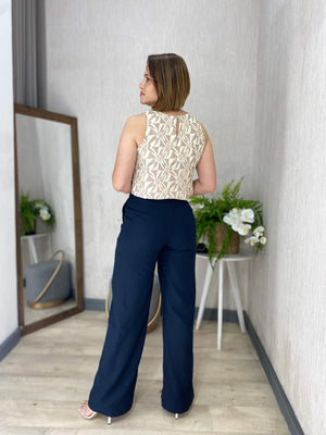 Calça Pantalona Alfaiataria Linho