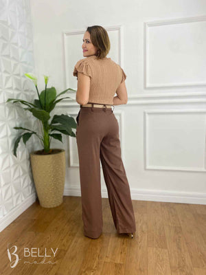 Calça Pantalona Alfaiataria Linho