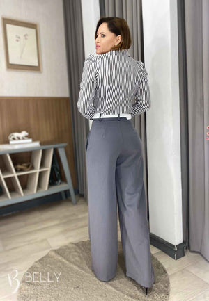 Calça Pantalona Alfaiataria Zíper Lateral