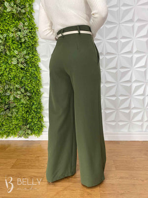 Calça Pantalona Alfaiataria Zíper Lateral