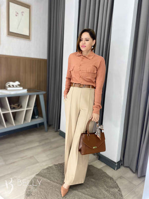 Calça Pantalona Alfaiataria Zíper Lateral