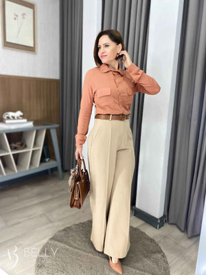 Calça Pantalona Alfaiataria Zíper Lateral