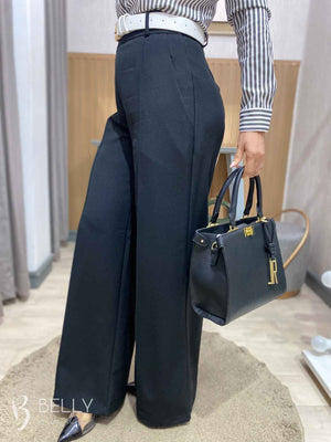 Calça Pantalona Alfaiataria Zíper Lateral