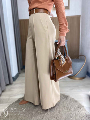 Calça Pantalona Alfaiataria Zíper Lateral