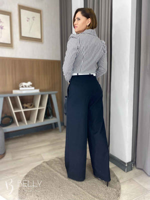 Calça Pantalona Alfaiataria Zíper Lateral