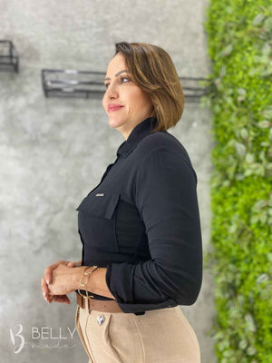 Camisa Sandra Viscolinho Manga Longa