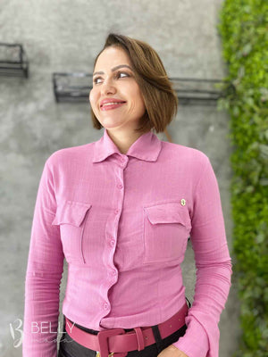 Camisa Sandra Viscolinho Manga Longa