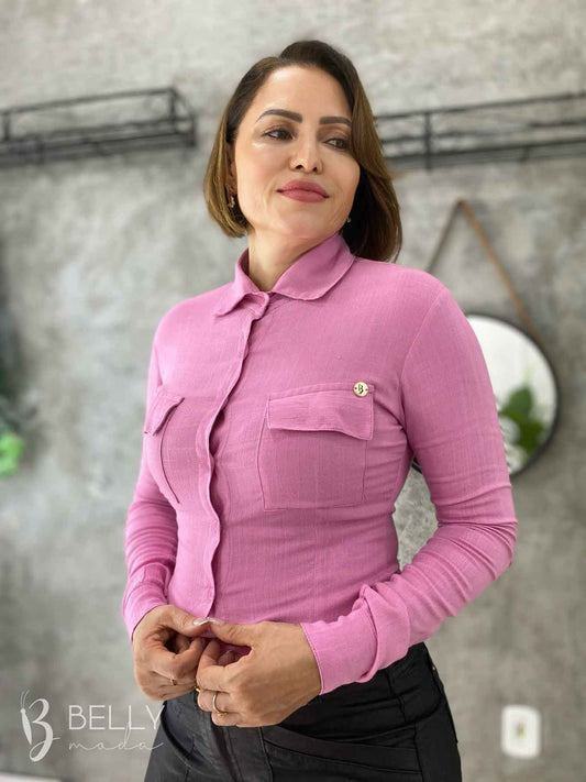 Camisa Sandra Viscolinho Manga Longa