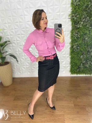Camisa Sandra Viscolinho Manga Longa
