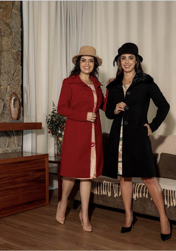 Casaco Sobretudo Gola de Pelo