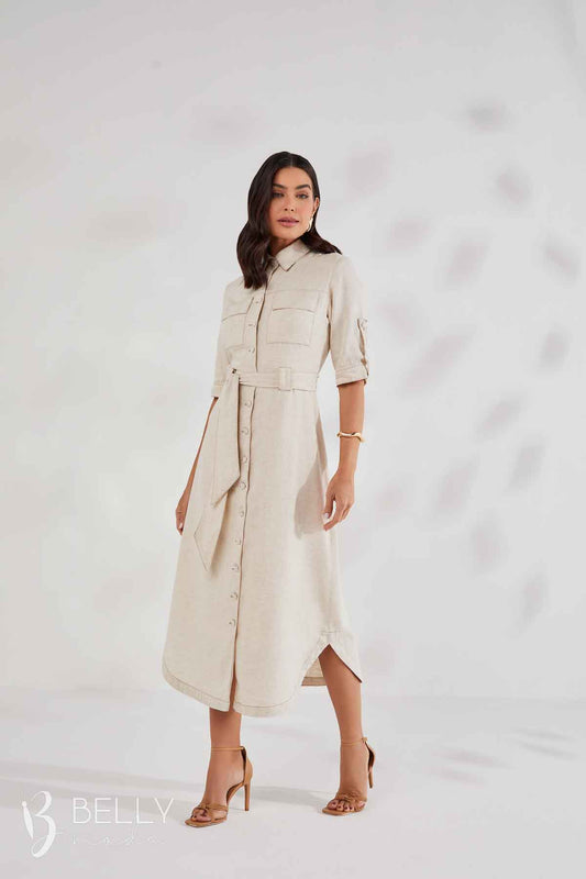 Chemise Viscolinho com Bolsos