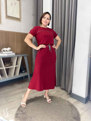 Conjunto Midi Leila Liso em Malha Viscolycra Casual Dia a Dia