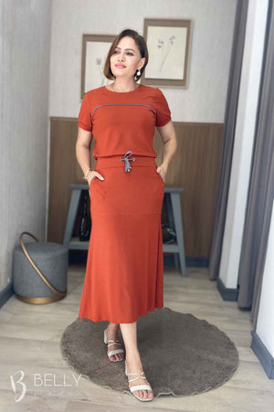 Conjunto Midi Leila Liso em Malha Viscolycra Casual Dia a Dia