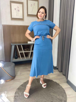 Conjunto Midi Leila Liso em Malha Viscolycra Casual Dia a Dia