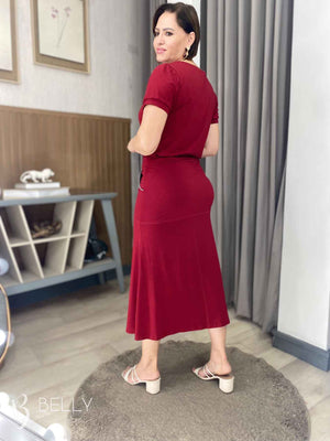 Conjunto Midi Leila Liso em Malha Viscolycra Casual Dia a Dia