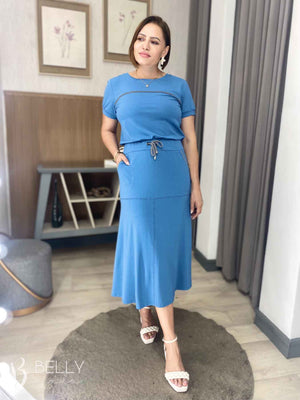 Conjunto Midi Leila Liso em Malha Viscolycra Casual Dia a Dia