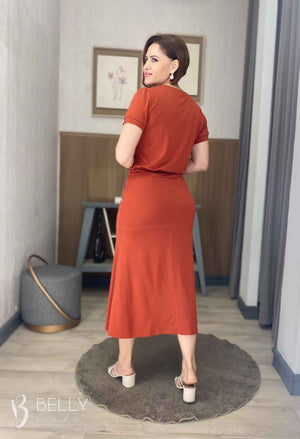 Conjunto Midi Leila Liso em Malha Viscolycra Casual Dia a Dia