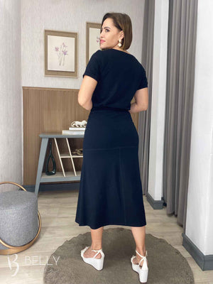 Conjunto Midi Leila Liso em Malha Viscolycra Casual Dia a Dia