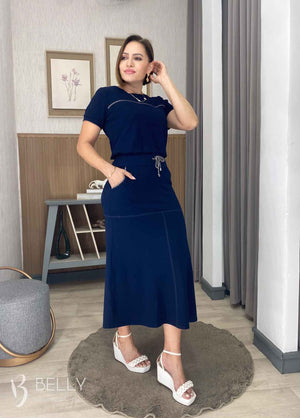 Conjunto Midi Leila Liso em Malha Viscolycra Casual Dia a Dia