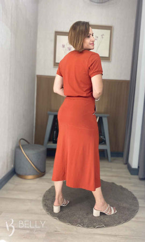 Conjunto Midi Leila Liso em Malha Viscolycra Casual Dia a Dia