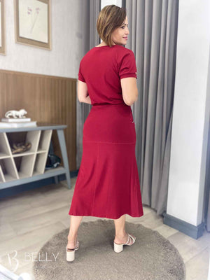 Conjunto Midi Leila Liso em Malha Viscolycra Casual Dia a Dia