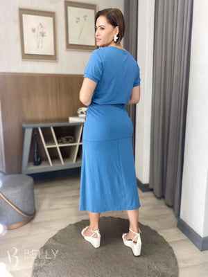 Conjunto Midi Leila Liso em Malha Viscolycra Casual Dia a Dia