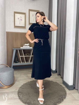 Conjunto Midi Leila Liso em Malha Viscolycra Casual Dia a Dia