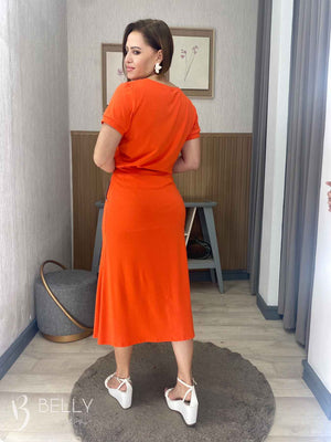 Conjunto Midi Leila Liso em Malha Viscolycra Casual Dia a Dia