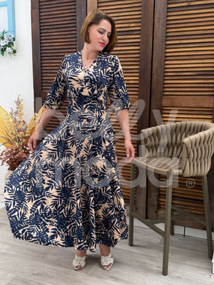 Vestido Midi Renata Liso em Malha Assimétrica Casual Elegante