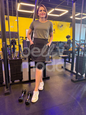 Conjunto Fitness Lolita Liso em Poliamida com Elastano Treino e Movimento