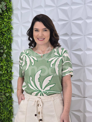 Blusa Carmelita Estampada em Viscolinho Casual e Elegante