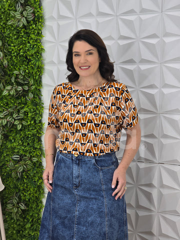 Blusa Brígida Estampada em Crepe de Seda Casual e Sofisticada