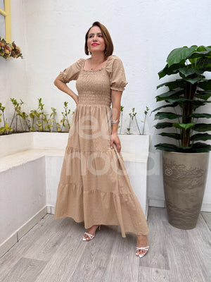 Vestido Longo Serena Liso em Laise de Algodão Casual e Elegante