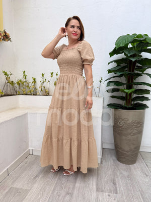 Vestido Longo Serena Liso em Laise de Algodão Casual e Elegante