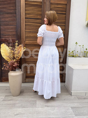 Vestido Longo Serena Liso em Laise de Algodão Casual e Elegante