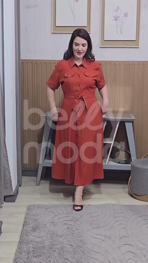 Chemise Max Midi Madalena Lisa em Viscose Casual Elegante