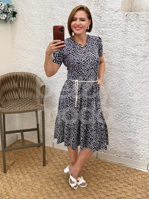 Vestido Midi Alice Liso em Malha Viscolycra Casual Elegante