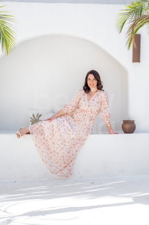 Vestido Longo Larissa em Musselini Casual e Elegante