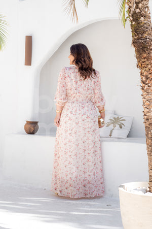 Vestido Longo Larissa em Musselini Casual e Elegante