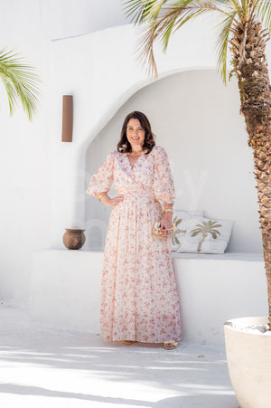 Vestido Longo Larissa em Musselini Casual e Elegante