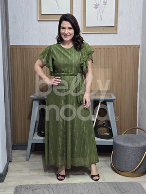 Vestido Longo Rayssa em Tule Texturizado Elegante e Feminino