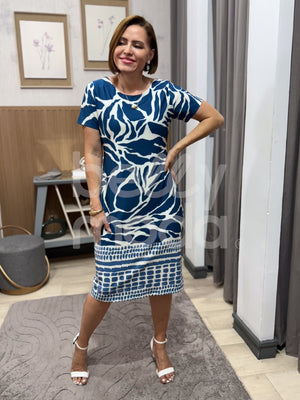 Vestido Midi Lucy Estampado em Malha Saint Tropez Casual e Elegante